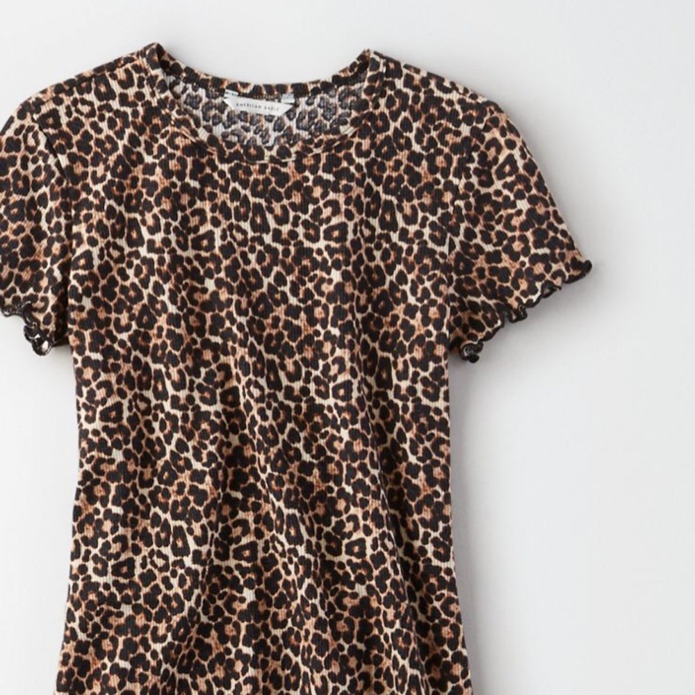 AEO leopard print ribbed shirt dress